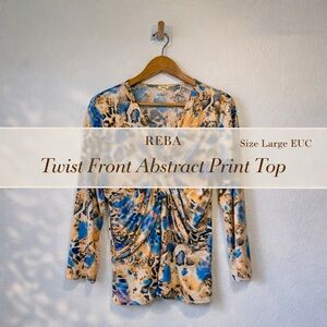 Reba Twist Front Abstract Print Top Size Large